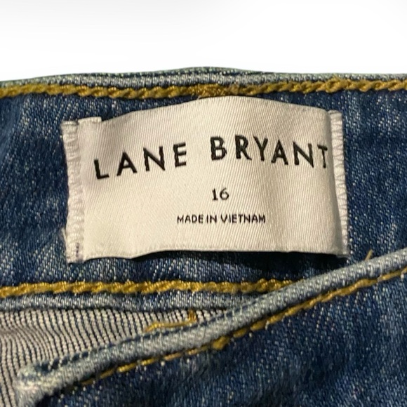 Lane Bryant Denim Medium Wash Stretch Cropped with Whiskering High Waist Size 16 - Picture 7 of 12